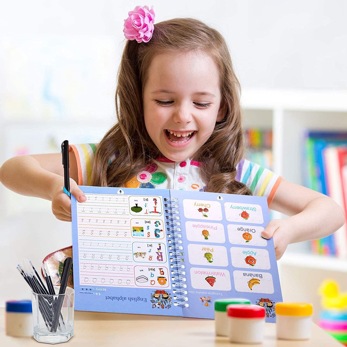 Children’s English Writing Practice Copybook – Fun Learning Stickers Included